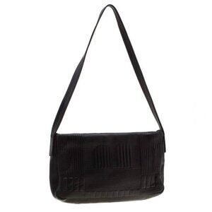 Stunning BALLY Black Branchville Embossed Leather Shoulder Bag